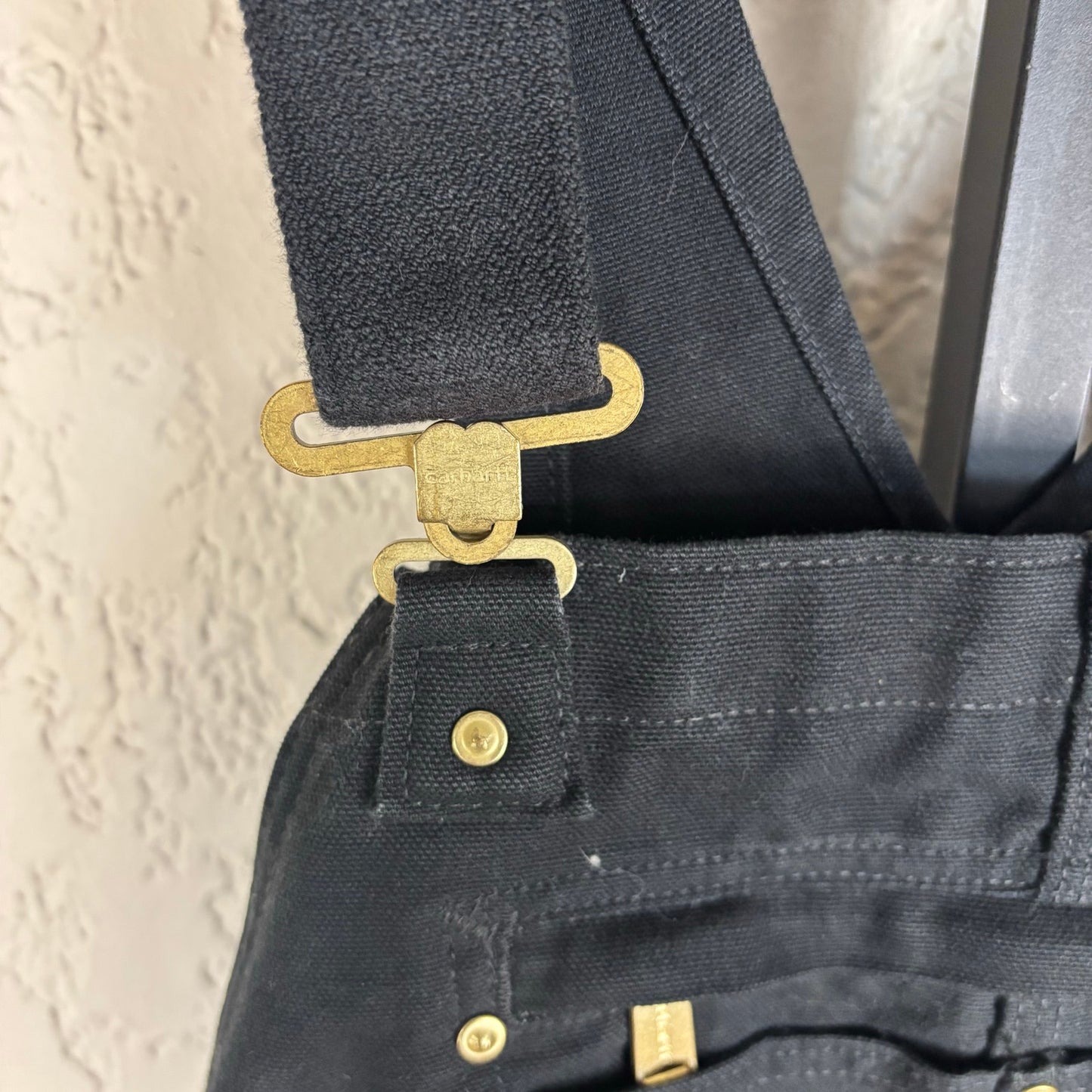 Carhartt Overalls Double Knee Black Workwear Duck Canvas Sz 40x30 Bibs