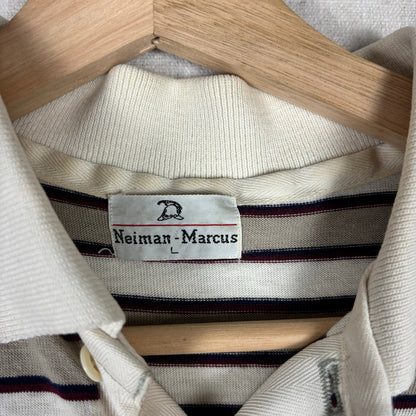 Vintage Neiman Marcus Striped Polo Golf Large Shirt