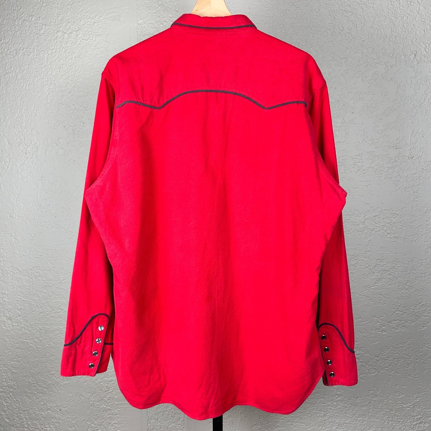 Polo Western Ralph Lauren 1980s Cowboy Pearl Snap Red Cotton XL Button Up Shirt