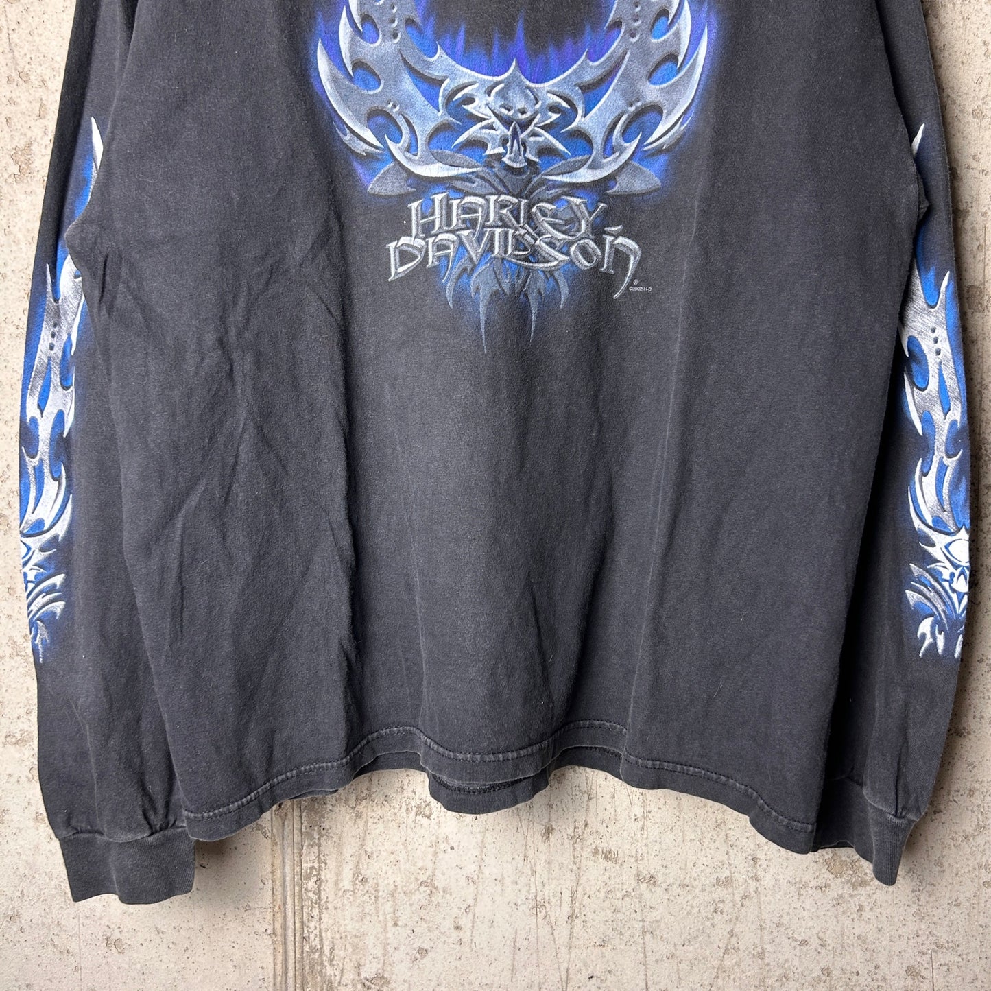 Harley Davidson 2002 Tribal Chrome Flames Eagle Milwaukee XL Longsleeve