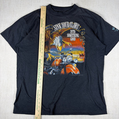 Vintage Harley Davidson 3D Emblem Sink Your Claws Tee 1993 XL