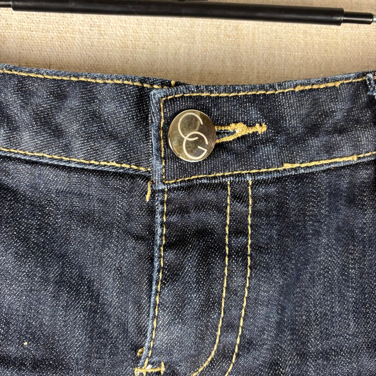Coogi Rhinestone Y2K Studded Mini Jean Shorts Sz 11/12 Dark Wash