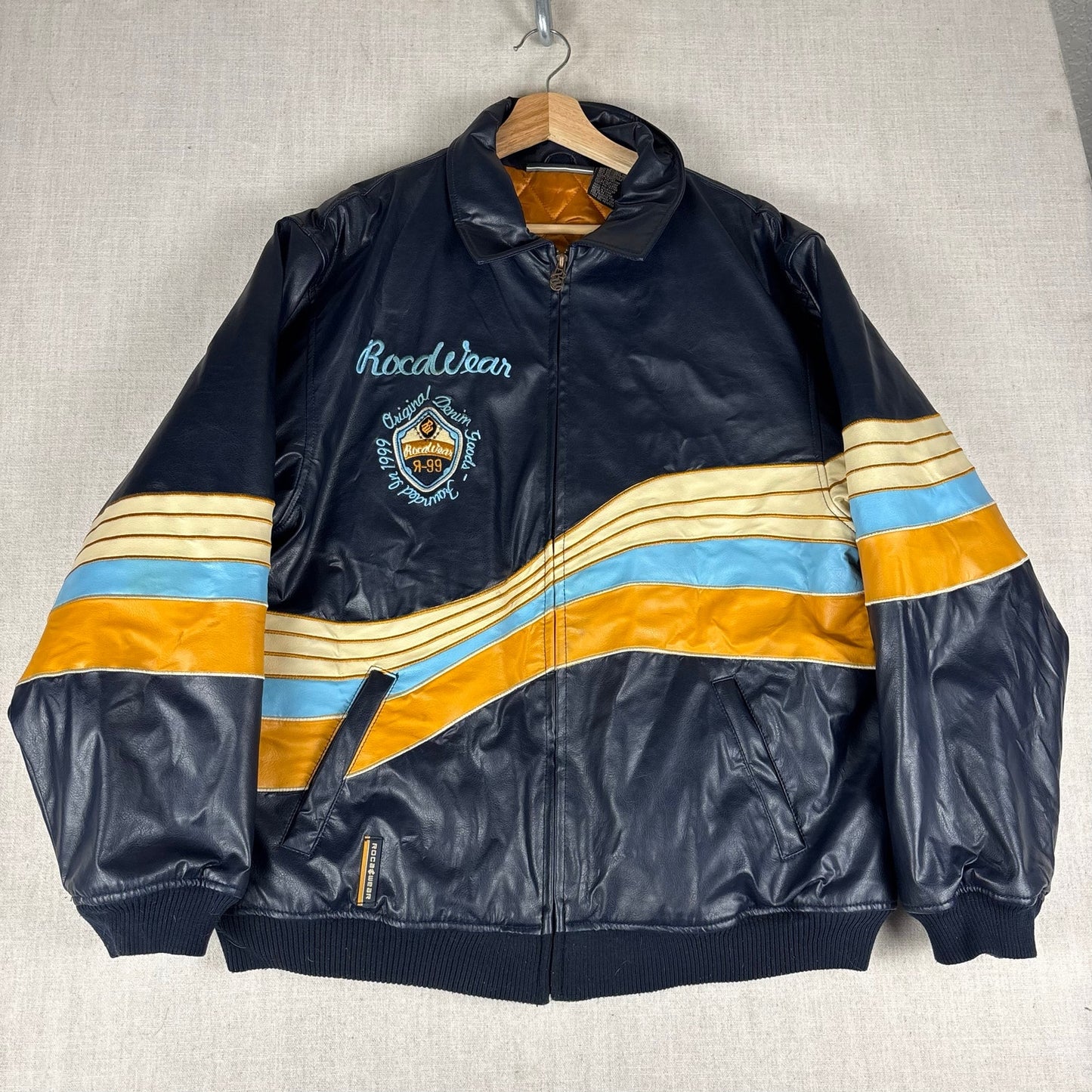 Y2K RocaWear Faux Leather Wave Style Hip Hop XL Jacket