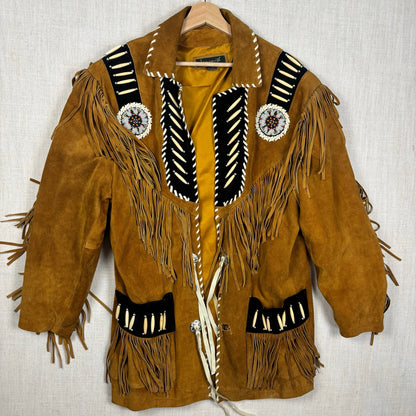 Tansmith 3B West Suede Leather Fringe Native American Style Beaded Small Jacket