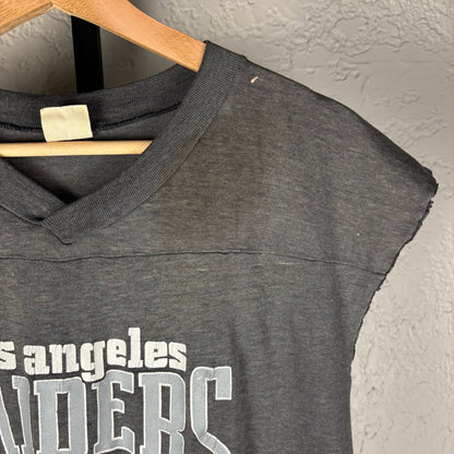 Vintage Los Angeles Raiders 1980s Logo 7 Distressed Cut Off Medium Shirt