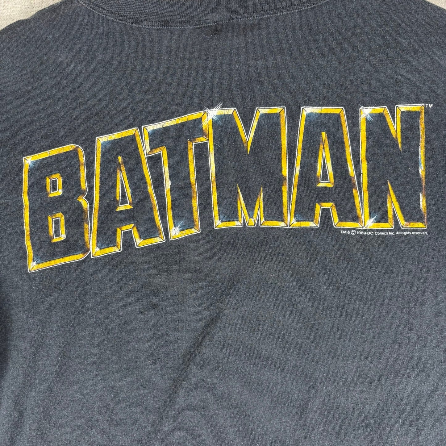 Vintage Batman Movie 1989 Chrome Bat Logo Small Promo Shirt