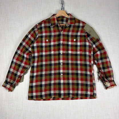 True Vintage Loop Collar 1930s/ 40s Thrashed Plaid Medium Flannel