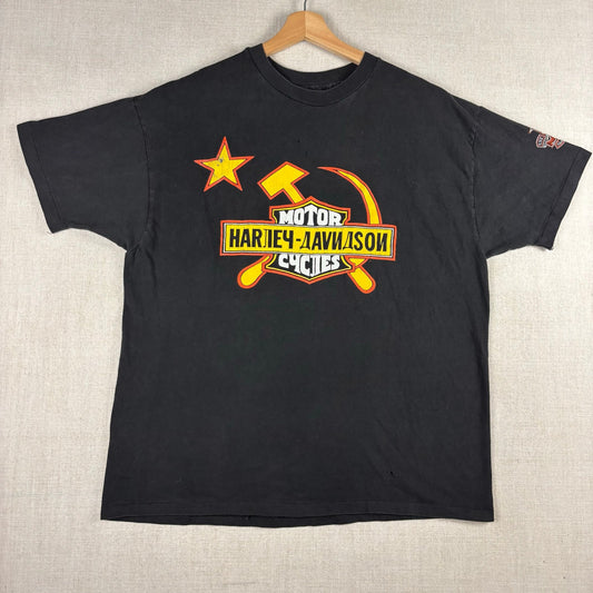 Vintage Harley Davidson Soviet Union Russia Siberia Biker Tee XL