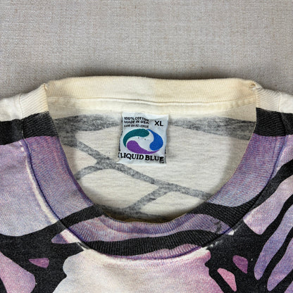 Vintage Liquid Blue Elephant Stained Glass 1993 Mosaic Art Tee XL Shirt