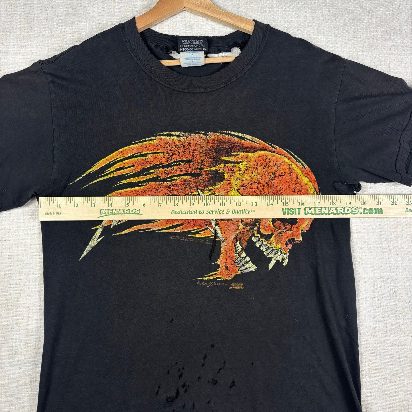 1994 Metallica Pushead Flaming Skull Thrashed Distressed Medium Tee