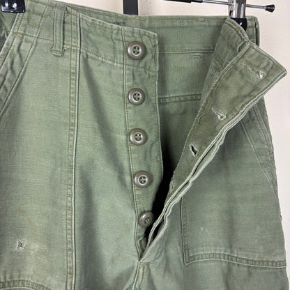 Vintage Military Fatigues OG 107 Button Fly Army Sateen Sz 24 Trousers