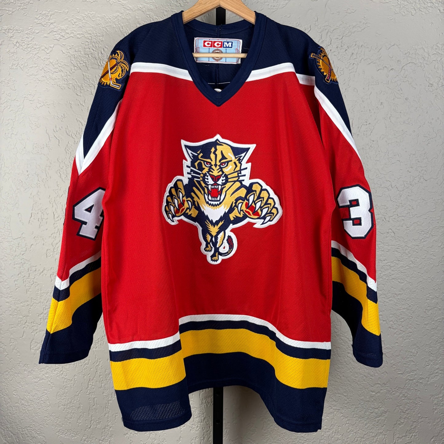 John Vanbiesbrouck Vintage Sewn CCM Hockey Jersey Florida Panthers XL