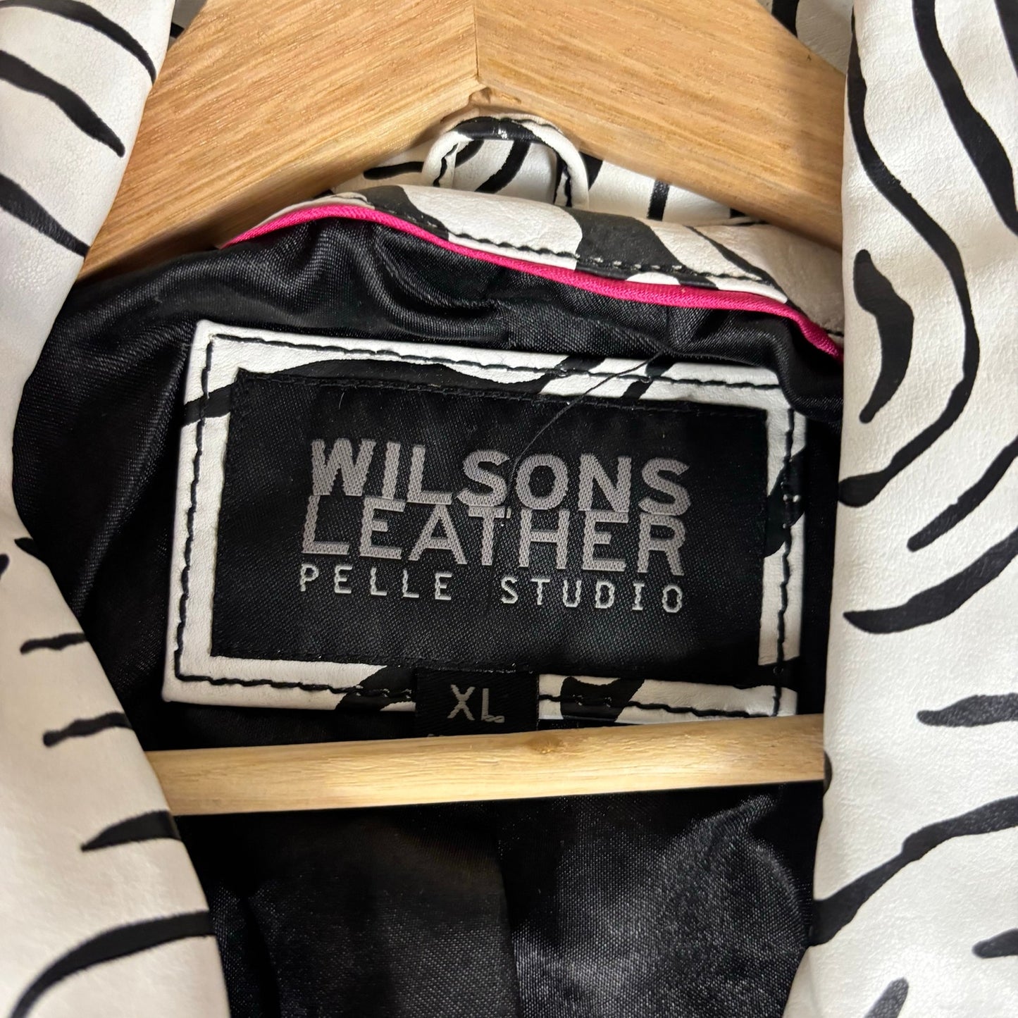Wilsons Leather Pelle Studio Zebra Print Womens Trench Coat XL