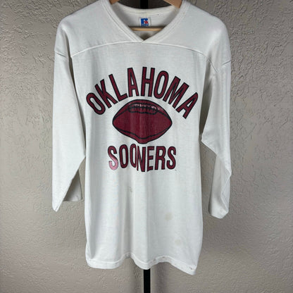 Oklahoma Sooners Vintage 80s Russell Athletic Large Football Raglan Jersey