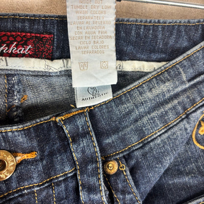 Baby Phat Y2K Flared Embroidered Big Cat Dark Wash Sz 9 Jeans