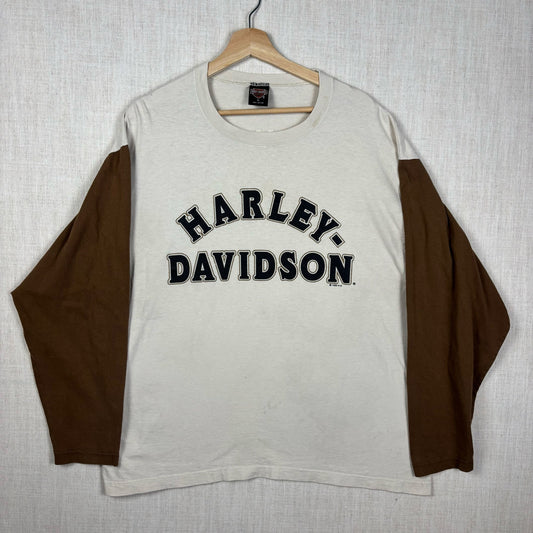 Harley Davidson Long Sleeve 1995 Brown Two Tone Cleveland XL
