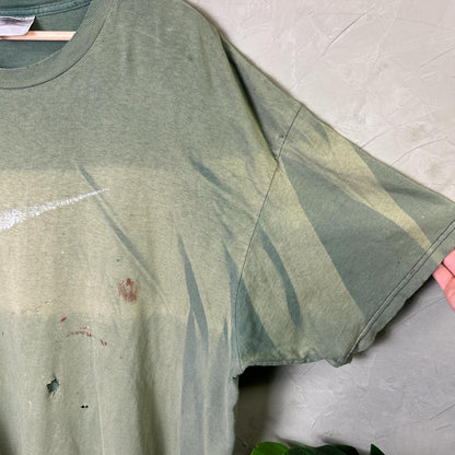 XL 90s Nike White Tag Faded and Distressed Earth Tone Green Tee