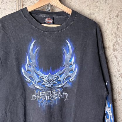 Harley Davidson 2002 Tribal Chrome Flames Eagle Milwaukee XL Longsleeve