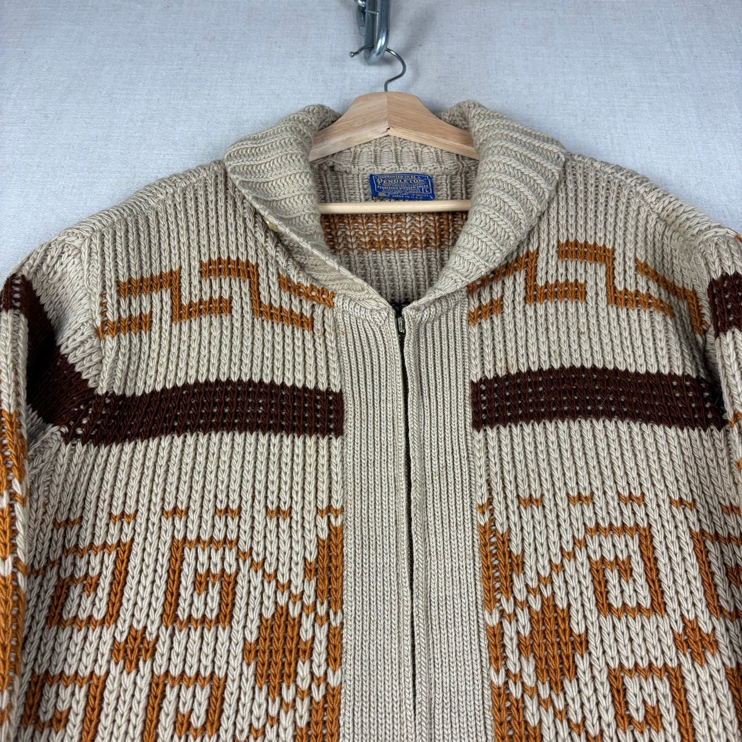 Vintage Pendleton Big Lebowski Westerly 1970s Original Cardigan Sweater Large