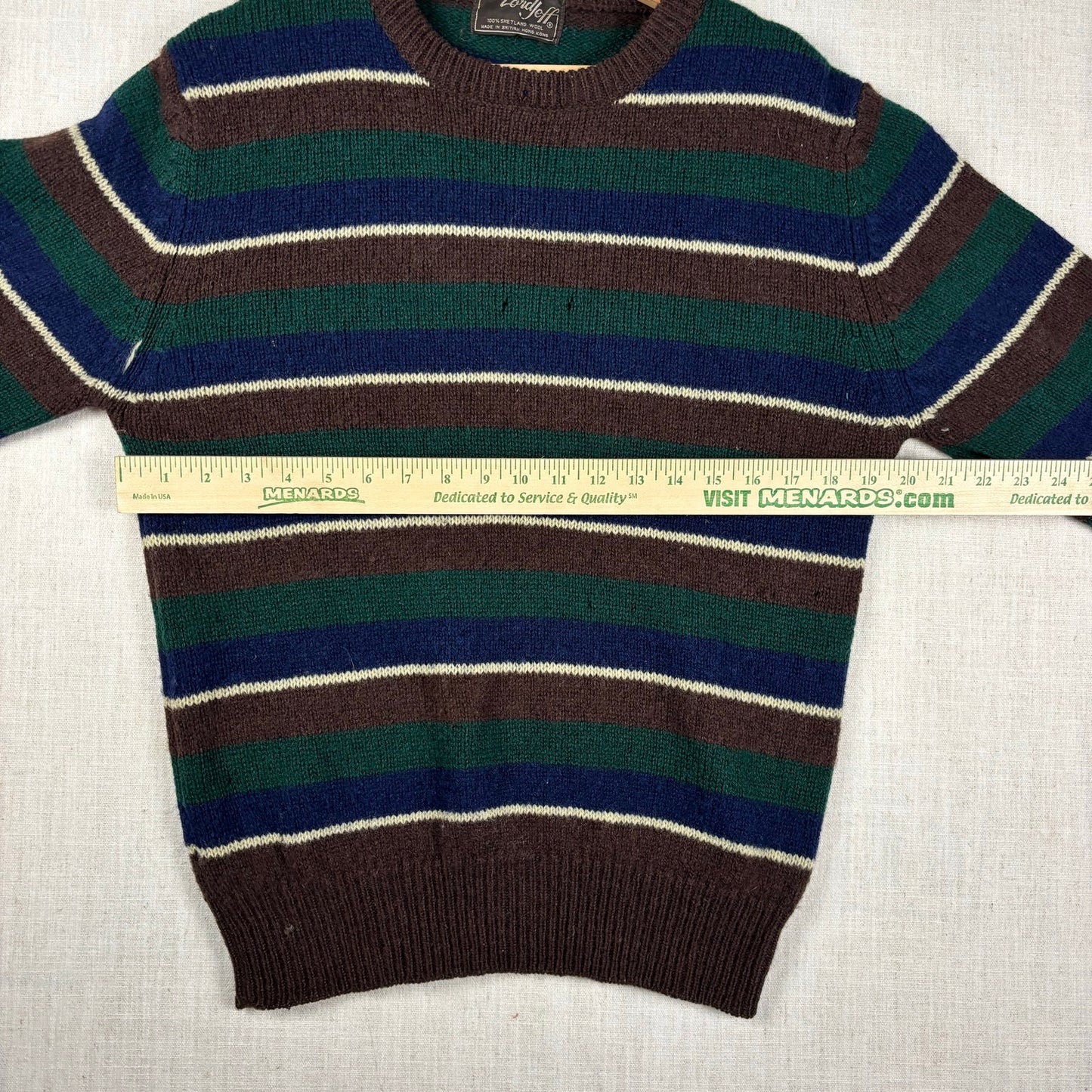 Vintage Lord Jeff Shetland Wool Striped Knit Medium Sweater