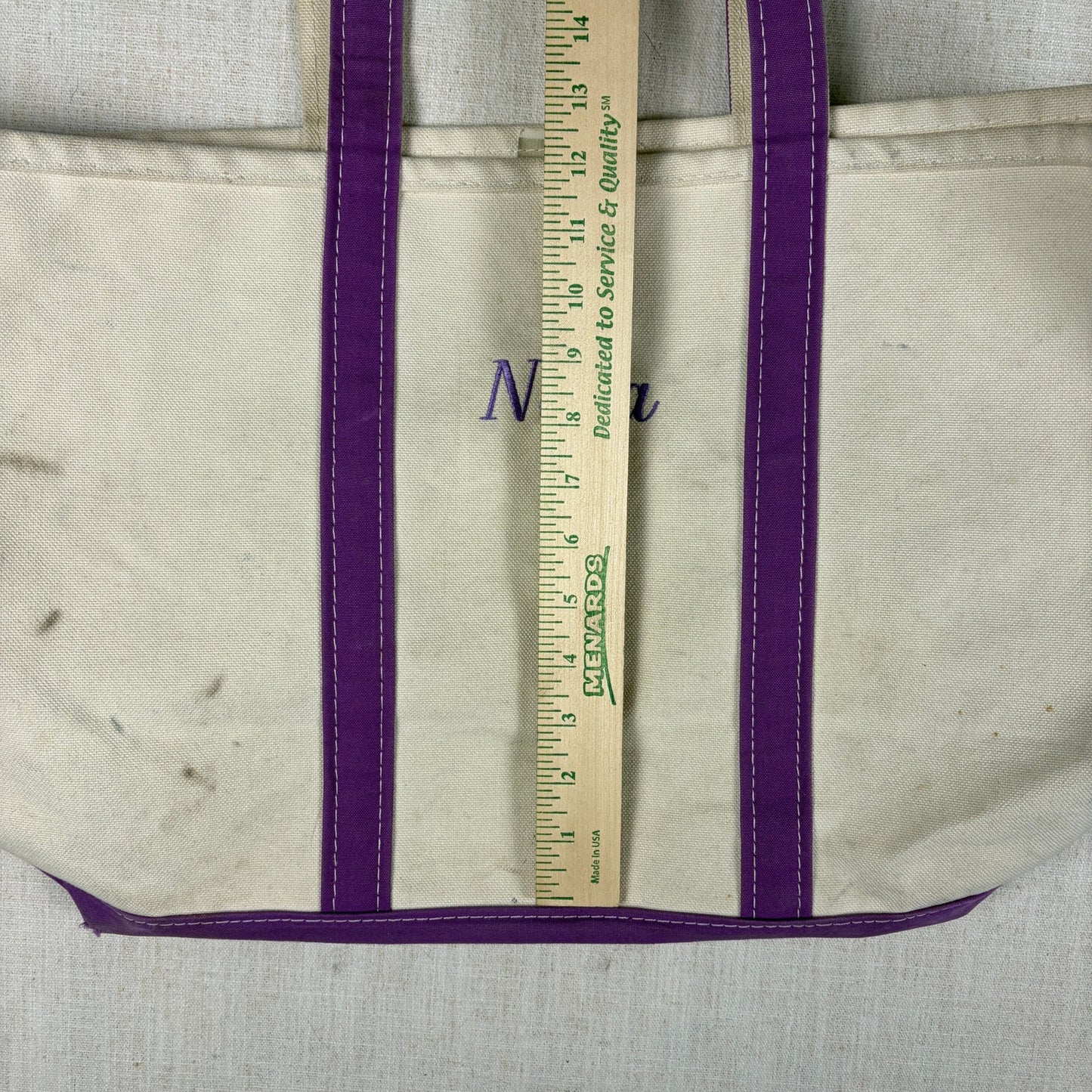 Vintage LL Bean "Nana" Purple Boat and Tote Sz Large Made in USA Cotton Bag