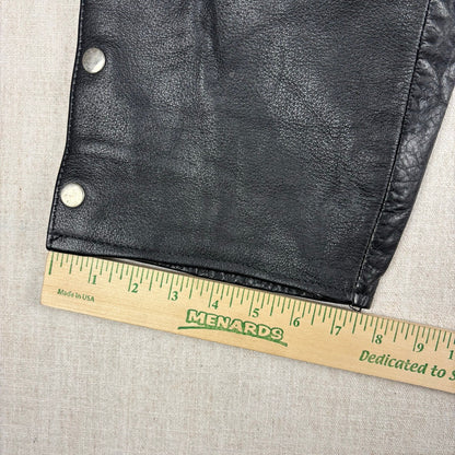 Trucker Leather Pants Vintage Braided Snap Button Detail Biker Sz 32