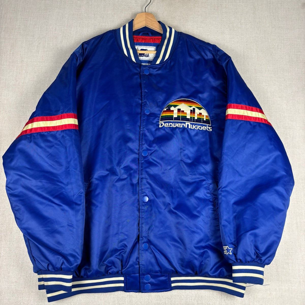 Vintage Denver Nuggets Starter Satin Embroidered NBA Bomber Jacket XXL