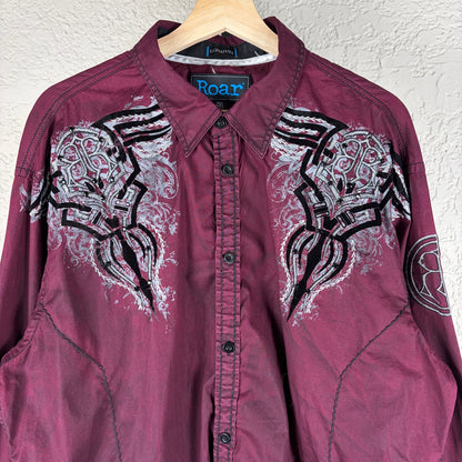 Roar Gothic Western Tribal XXL Y2K Signature Button Up Shirt