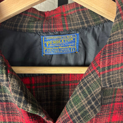 Pendleton Vintage 1962 Wool Red Plaid Large Button Down Flannel
