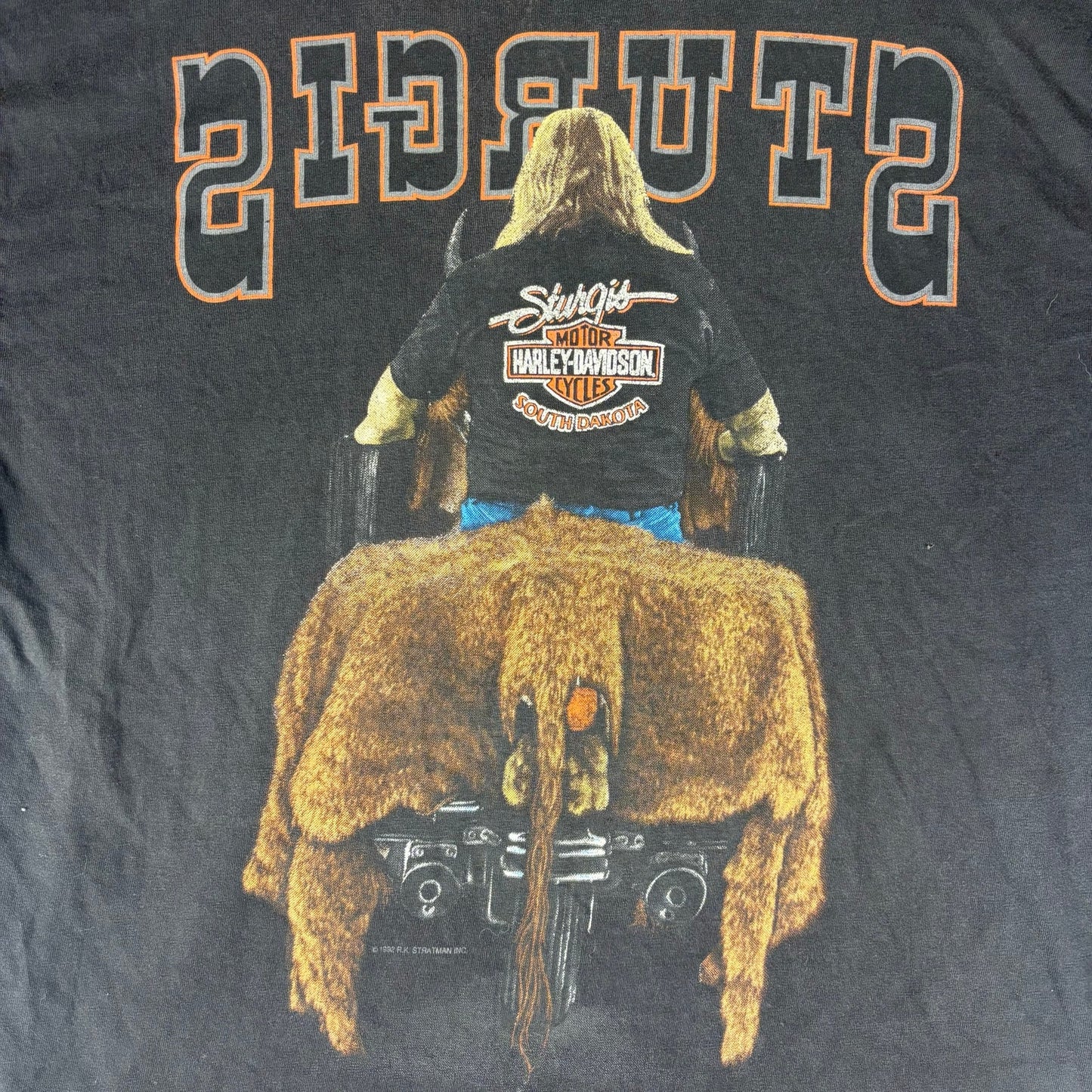 Vintage Harley Davidson Sturgis Buffalo 1992 Bike Rally Shirt Large