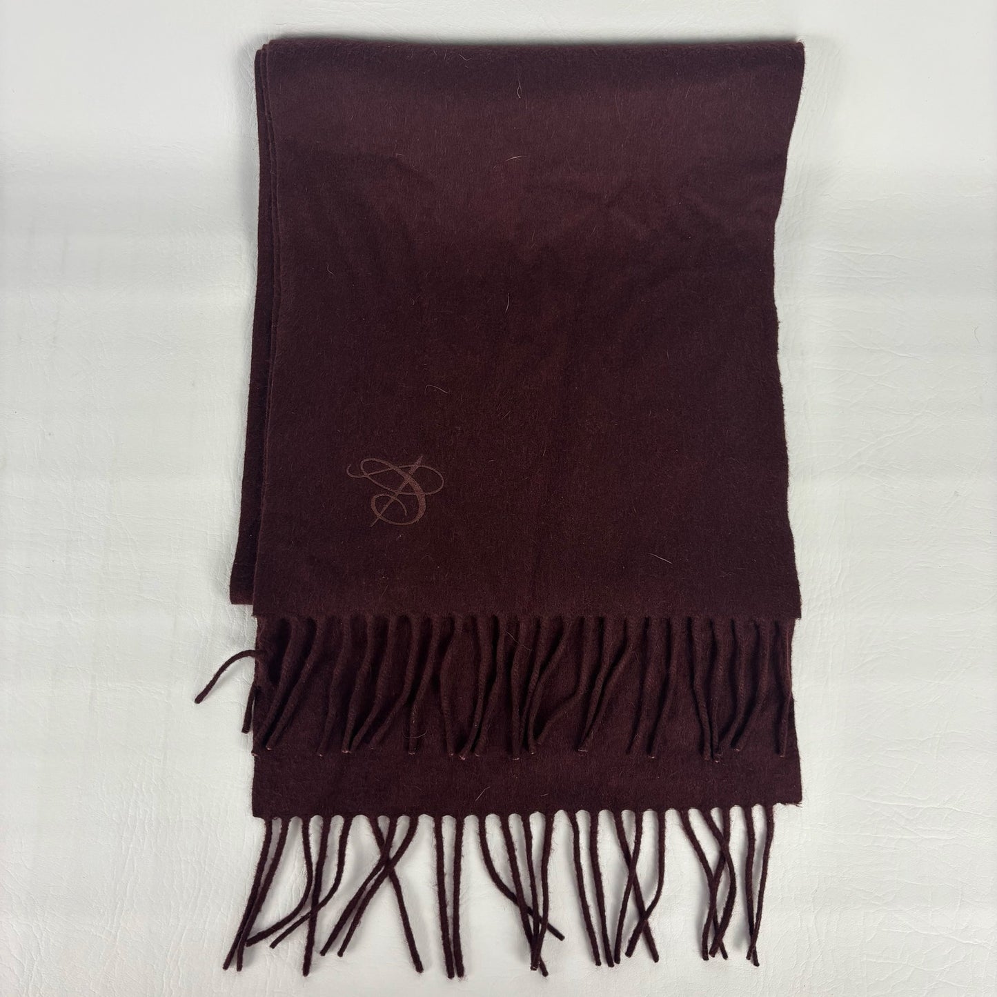 Canali Scarf Made in Italy Burgundy Wool Angora 68" x 11"