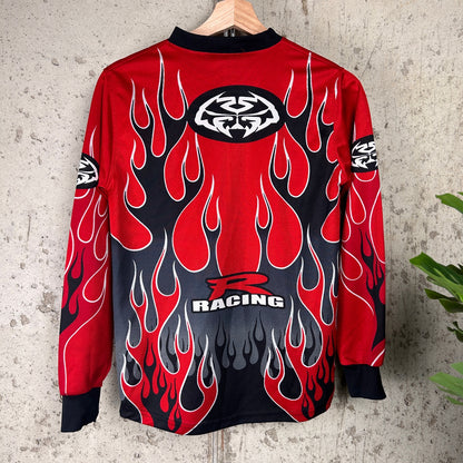 Youth S CRAZY Y2K MTX Motocross Racing Flame AOP Longsleeve