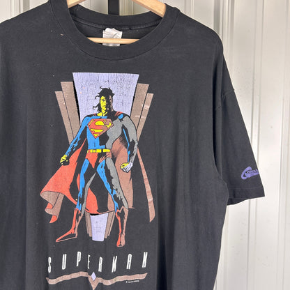 Superman DC Comics 1995 Distressed Graphitti Large T Shirt