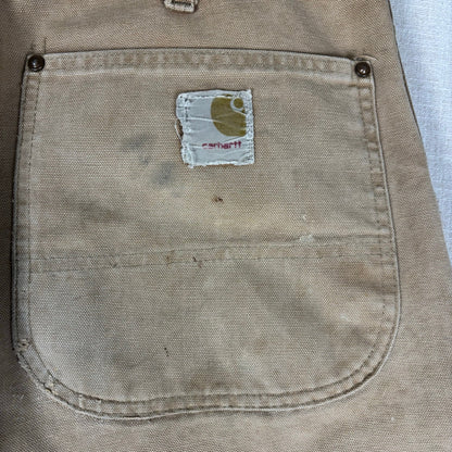 Vintage Carhartt Pants 1970s Distressed Tan Duck Canvas Quilted Lined Sz 32