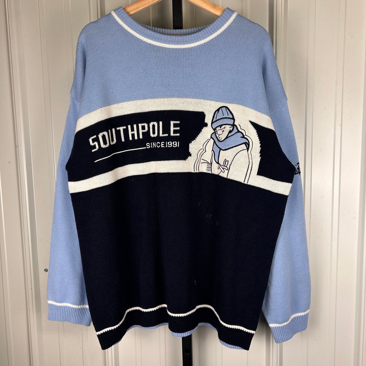 Southpole Spellout Distressed Y2K Large Knit Sweater