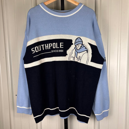 Southpole Spellout Distressed Y2K Large Knit Sweater