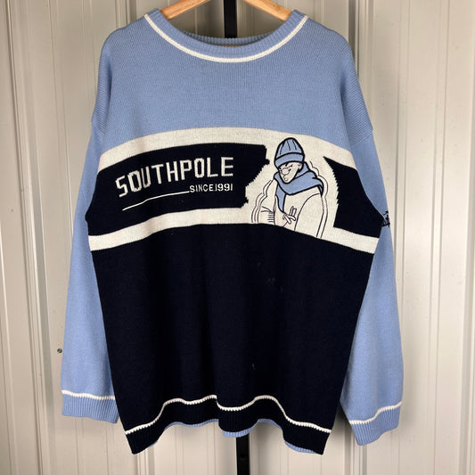 Southpole Spellout Distressed Y2K Large Knit Sweater