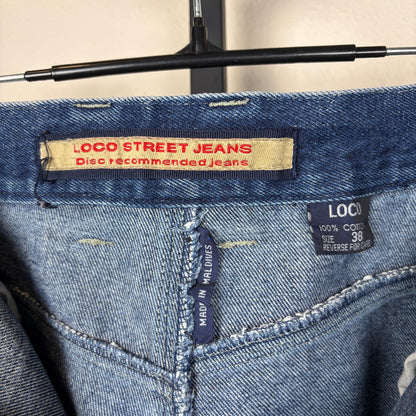Vintage JNCO Style Loco Street Whiskered Baggy Skater Sz 38 Y2K Jeans