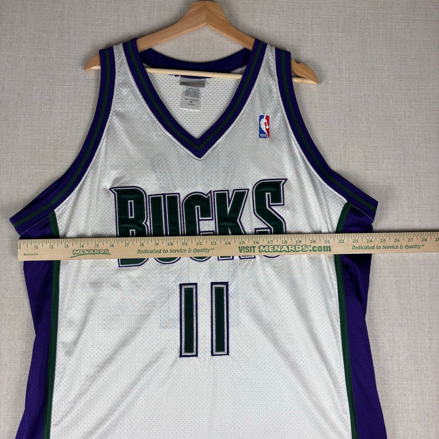 Vintage TJ Ford Milwaukee Bucks Reebok Sewn #11 Authentic Sz 52 Jersey