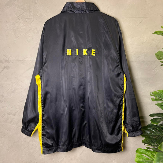 Vintage Nike 90s White Tag Satin Button Up Warm Up Jacket Tagged Med fits XL