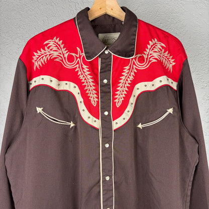 Rare Scully Misprint Upside Down Tag Chain Stitch Western Cowboy Large Button Up