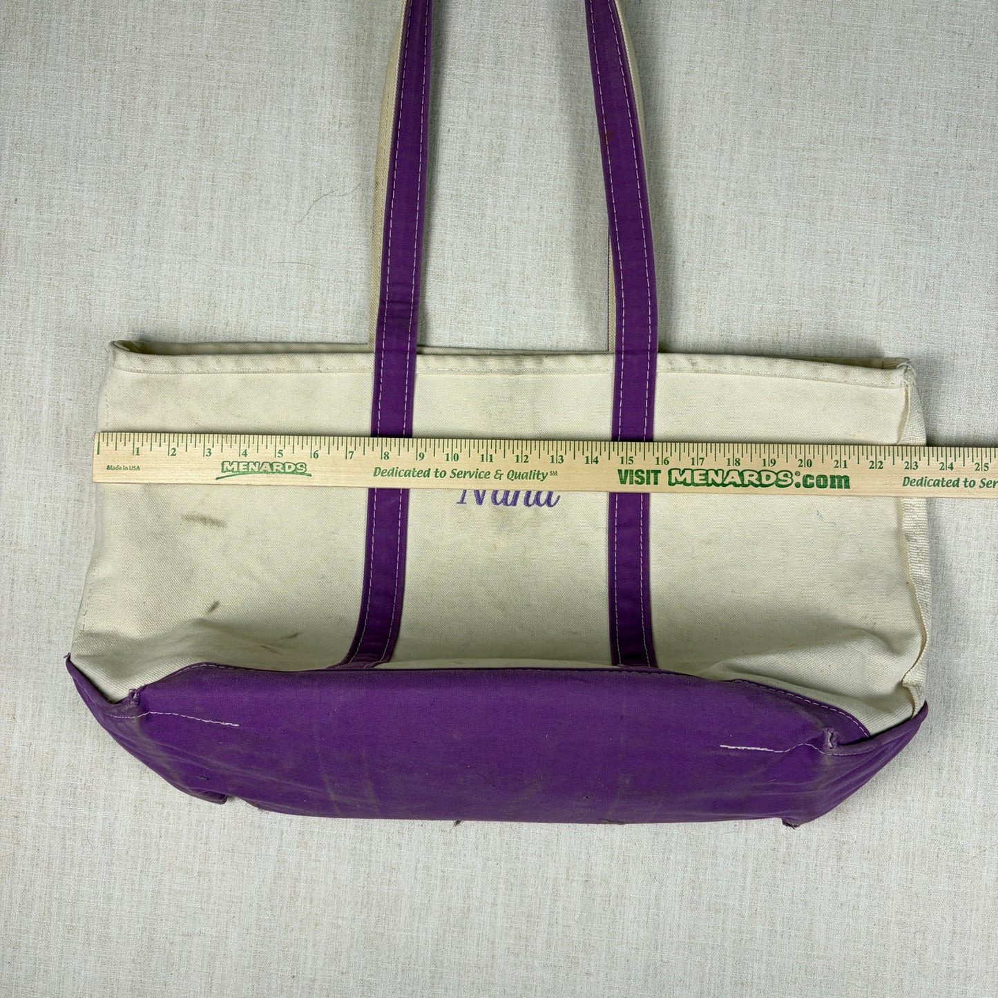 Vintage LL Bean "Nana" Purple Boat and Tote Sz Large Made in USA Cotton Bag