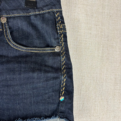 Coogi Rhinestone Y2K Studded Mini Jean Shorts Sz 11/12 Dark Wash