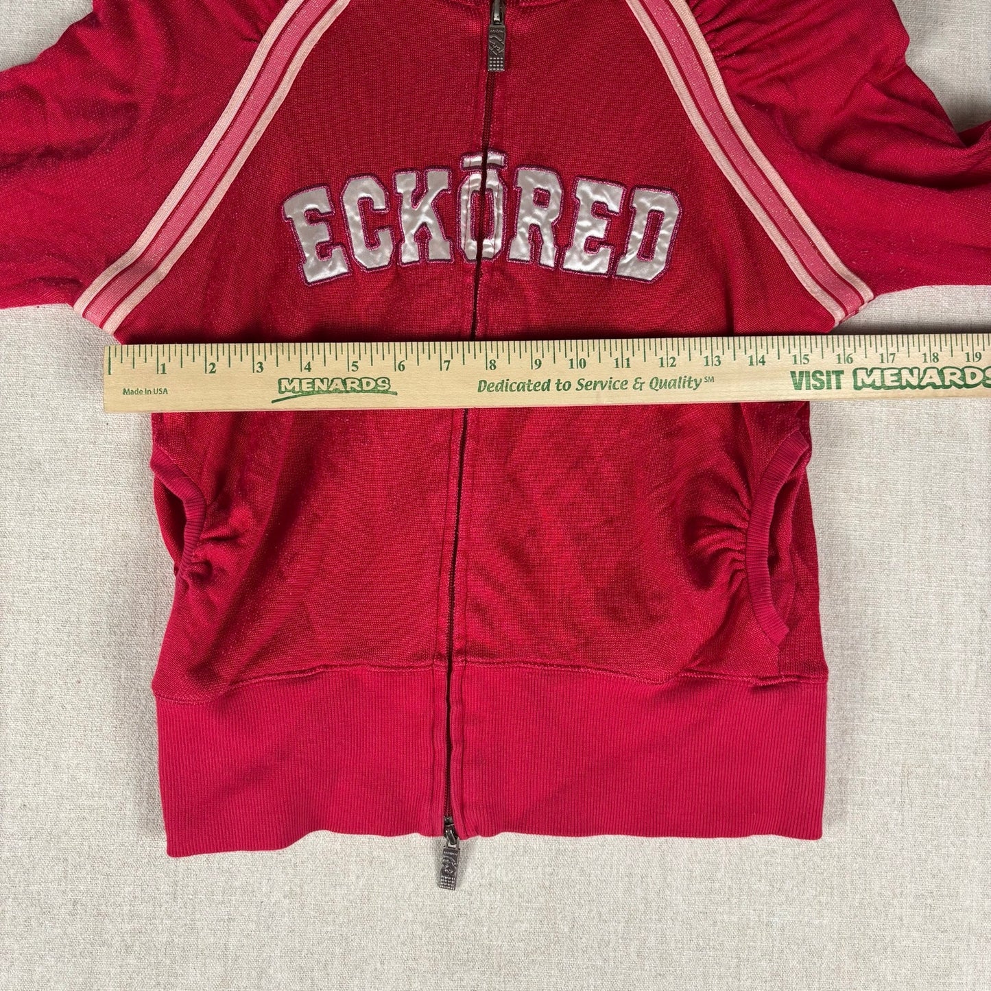 Y2K Velour Hot Pink Low Rise Track Suit 2Pc Set Ecko Red #72 Varsity Style M/L