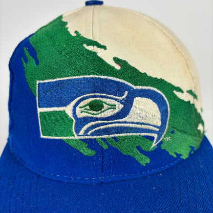 Vintage Seattle Seahawks Splash Logo Athletic Pro Line Snapback Hat