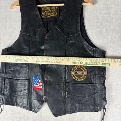 Vintage Harley Davidson 1970s Hippie Political Patch Manzoor Leather Medium Vest