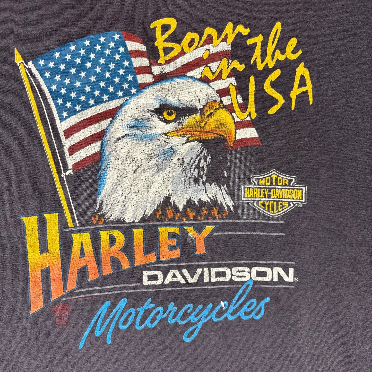 Vintage Harley Davidson Faded Distressed 1986 Born in the USA Shirt Large