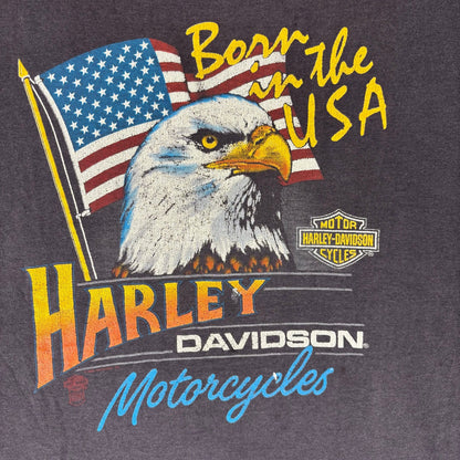 Vintage Harley Davidson Faded Distressed 1986 Born in the USA Shirt Large