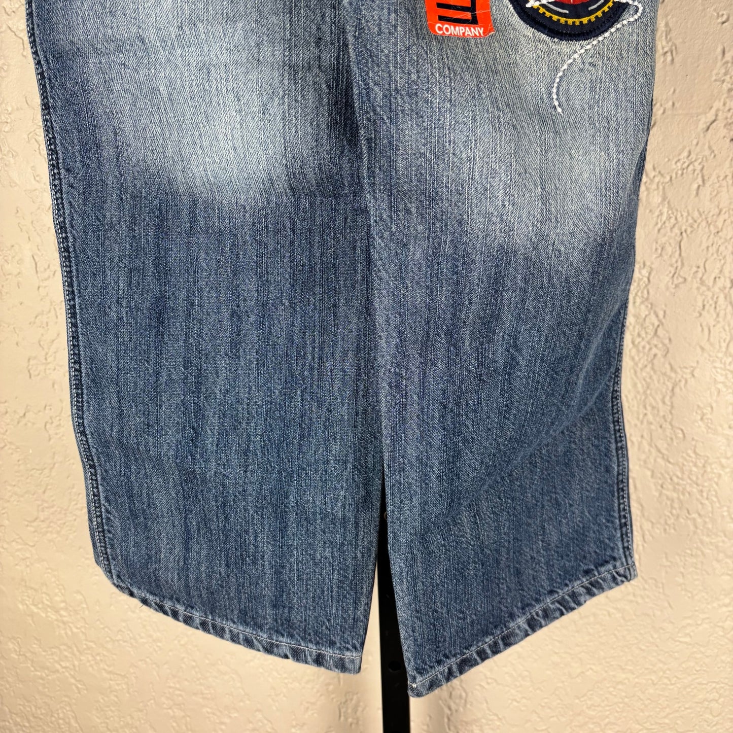 NWT Enzyme Jeans Co Y2K Sz 10 Embroidered Wide Leg Skater Jeans