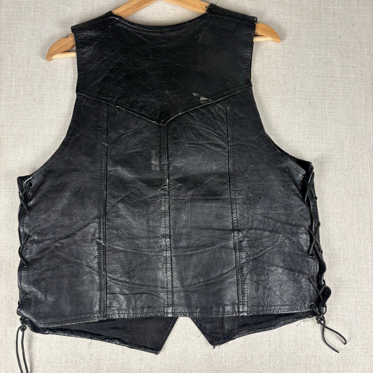 Vintage Harley Davidson 1970s Hippie Political Patch Manzoor Leather Medium Vest